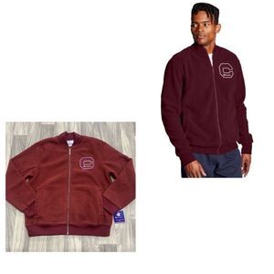 Champion heritage Sherpa Jacket Felt Block C Logo in Maroon Red Size Medium NWT 